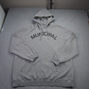 Municipal Hoodie Mens XXL Heather Gray Pullover Monarch Beach Graphic Logo